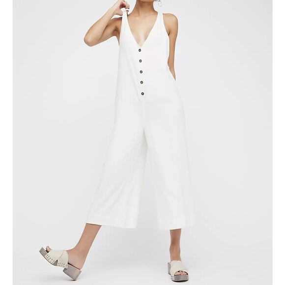 Free People Pants - Free People On The Run Jumper Jumpsuit White Womens XS Boho Beach Bridal Flaws